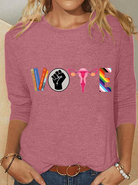 

Vote Banned Books Casual Long Sleeve Shirt, Watermelon, Long sleeves
