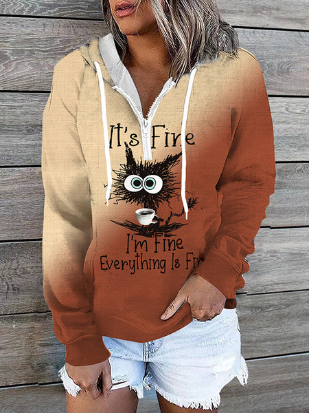 

Casual Hoodie Ombre Sweatshirt Zipper, Coffee, Sweaters