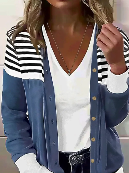 

Women's Striped Regular Loose Kimono, Blue, Outerwear