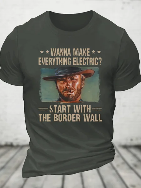 The Border Wall Cotton T-Shirt, Dark gray, Tops