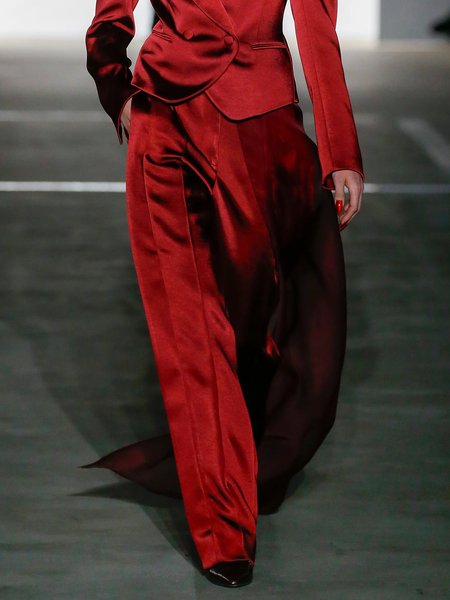 Loose Urban Plain Pants, Red, Pants