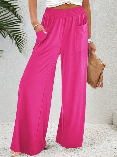 

Pocket Stitching Casual Loose Pants, Deep pink, Pants