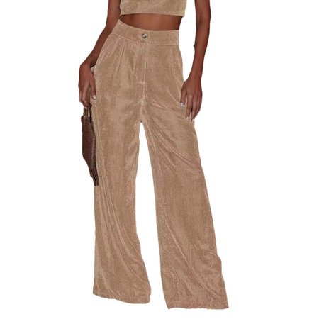 

Women's Trousers Straight Pants Daily Going Out Casual Velvet Plain Spring/Fall Pants, Apricot, Bottoms