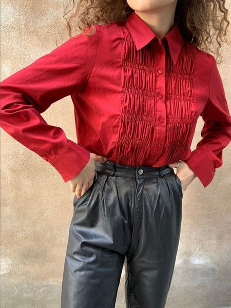 

Urban Plain Regular Fit Scramble Long Sleeve Shirt, Red, Blouses and Shirts