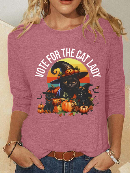 

Vote Childless Cat Ladies Casual Long Sleeve Shirt, Watermelon, Long sleeves