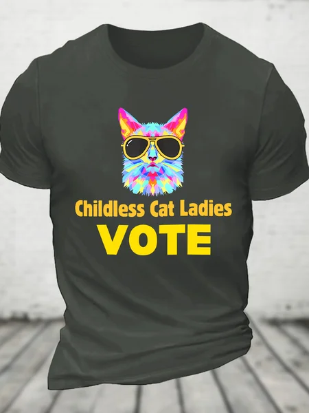 

Childless Cat Ladies Vote Cotton T-Shirt, Dark gray, T-shirts