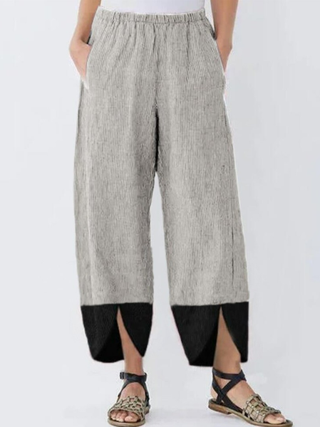 

Women's H-Line Turnip Pants Daily Going Out Pants Casual Cotton And Linen Plain Spring/Fall Pants, Apricot, Pants