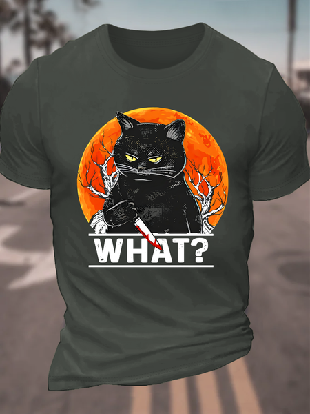 

What Cat Halloween Cotton T-Shirt, Dark gray, T-shirts