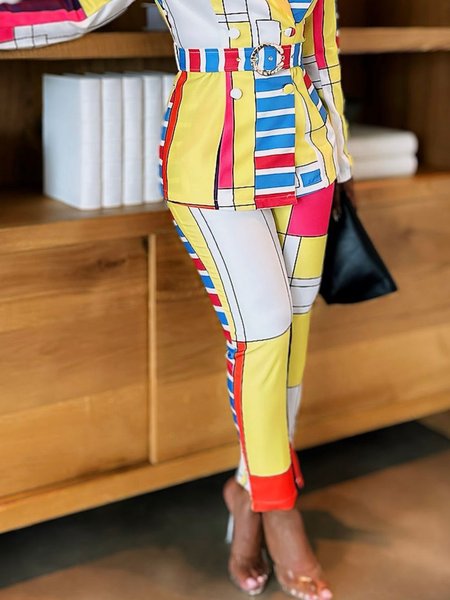 

Geometric Pockets Regular Fit Urban Fashion Pants, As picture, Pants