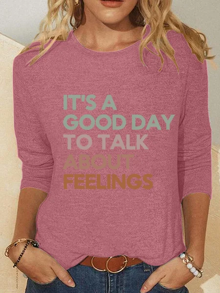 

It's Good Day To Talk About Feelings Casual Long Sleeve Shirt, Watermelon, Long sleeves