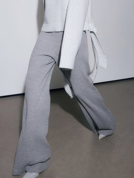 

Loose Yarn/Wool Yarn Casual Plain Pants, Gray, Pants