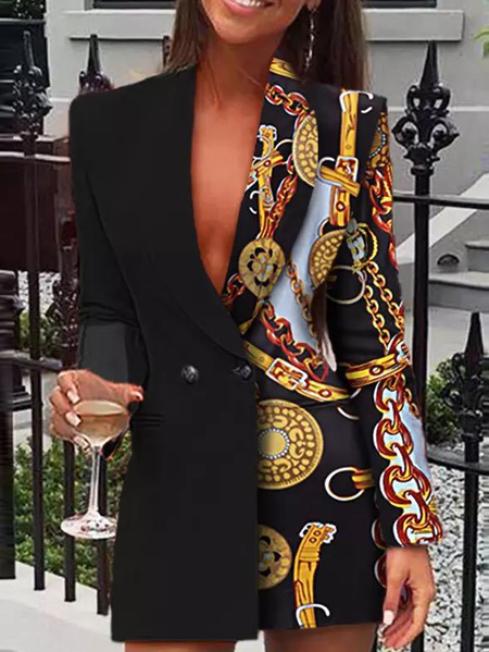 

Women's Geometric Glitter Regular Loose Blazer, Flower, Outerwear