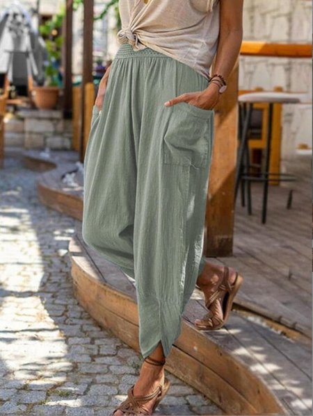 

Geometric Loose Casual Pants, Lightgreen, Pants