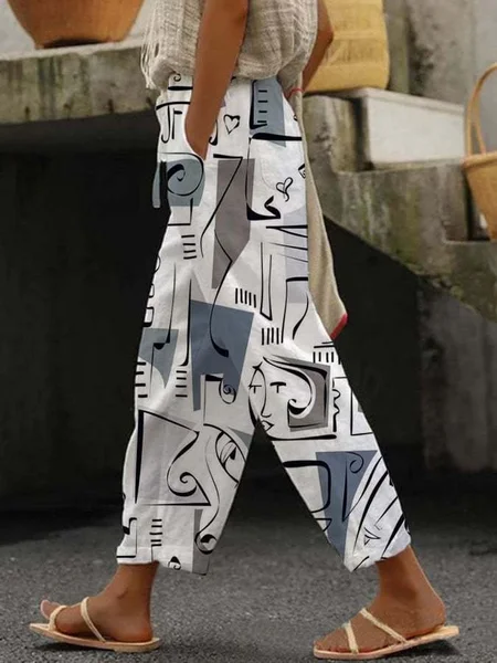 Women's Striped Long Pant Casual Spring/Fall Trousers, Multicolor, Pants