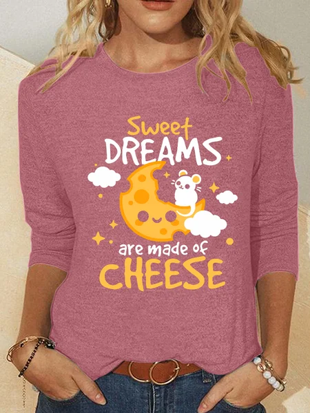 Sweet Cheese Dreams Casual Long Sleeve Shirt, Watermelon, Long sleeves