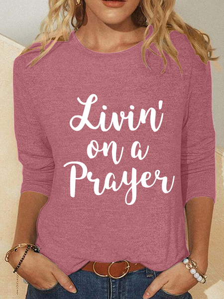 

Livin' On A Prayer Casual Long Sleeve Shirt, Watermelon, Long sleeves