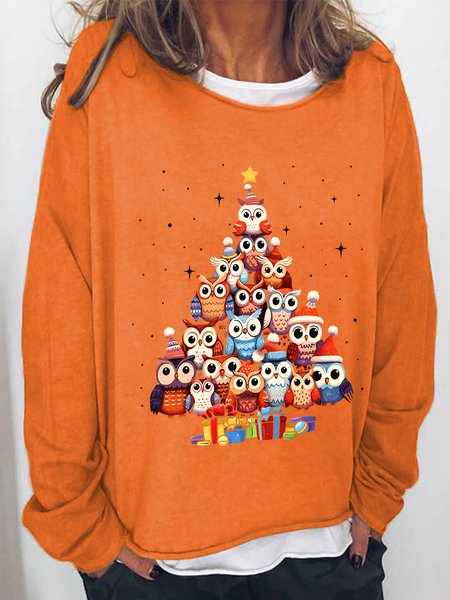 

Owl Christmas Tree Casual Sweatshirt, Orange, Hoodies&Sweatshirts