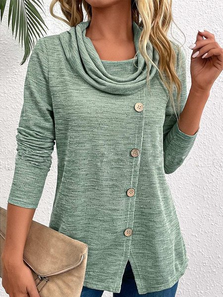 

Long Sleeve Floral Regular Micro-Elasticity Loose Mock Two-Piece Blouse For Women, Green, Blouses