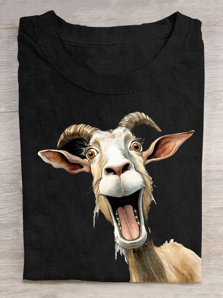 

Casual Animal Crew Neck Short Sleeve T-shirt, Black, T-shirts