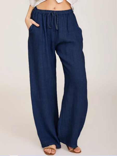 

Women's Trousers Straight Pants Daily Going Out Casual Cotton Plain Spring/Fall Pants, Light blue, Pants