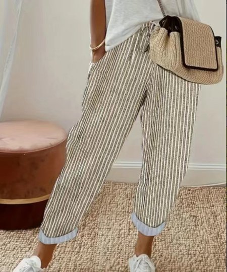 

Loose Plain Casual Pants, Khaki, Pants