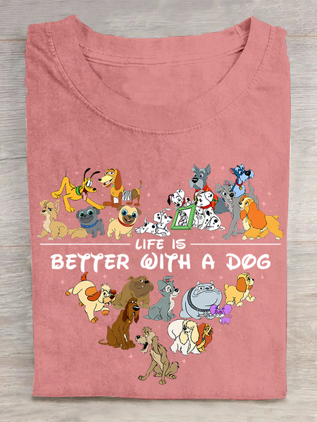 

Comfort Colors Life Is Better With Dogs Cotton T-shirt, Orange pink, T-shirts
