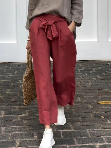 

Plain Loose Casual Pants, Wine red, Pants