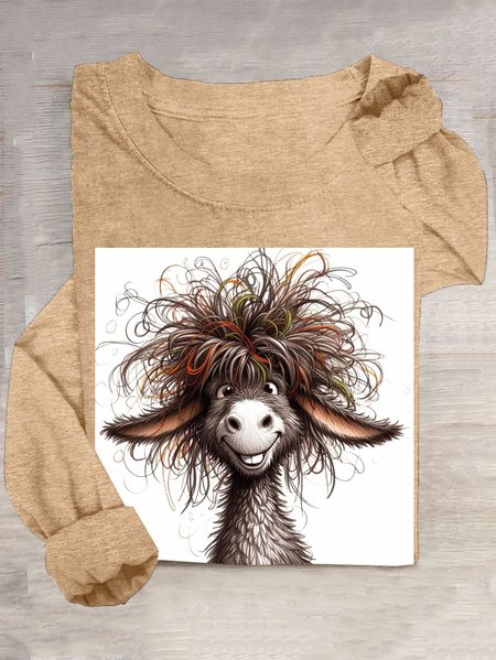 

Funny Fried wool sheep Casual T-shirt, Apricot, T-shirts