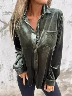 Women's Shirt Summer Coffee Plain Velvet Shirt Collar Daily Going Out Casual Top