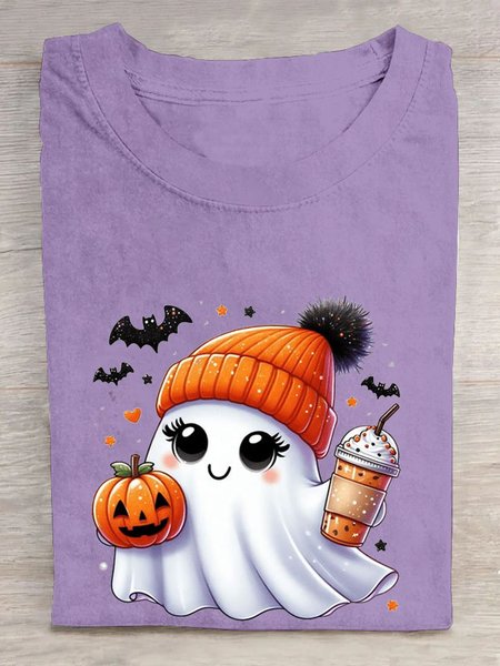 

Women's Short Sleeve Tee T-shirt Summer Halloween Cotton Crew Neck Daily Going Out Casual Top, Purple, T-Shirts