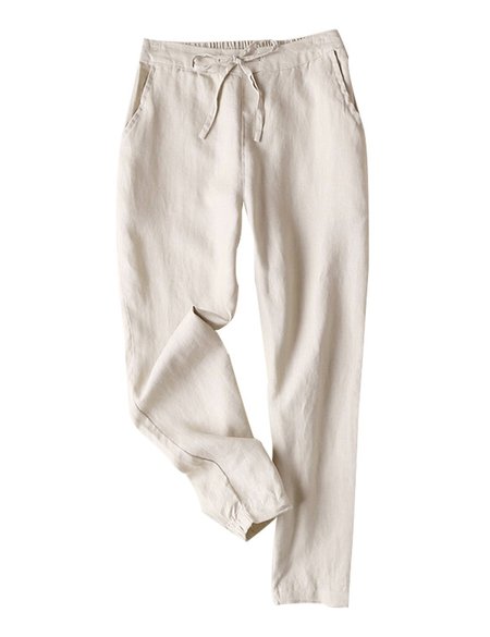 

Women's H-Line Slim Taper Pants Daily Going Out Pants Casual Plain Spring/Fall Pants, Apricot, Pants