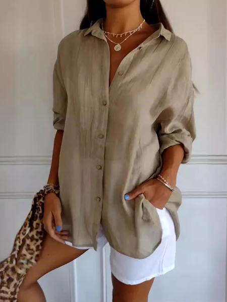 

Plain Casual Shirt, Khaki, Blouses