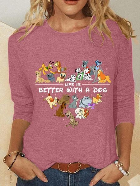 

Comfort Colors Life Is Better With Dogs Casual Long Sleeve Shirt, Watermelon, Long sleeves