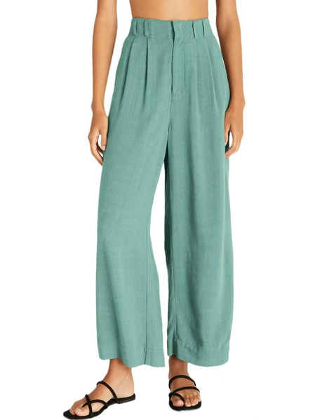 

Women's H-Line Straight Pants Daily Going Out Pants Casual Cotton And Linen Plain Spring/Fall Pants, Green, Bottoms