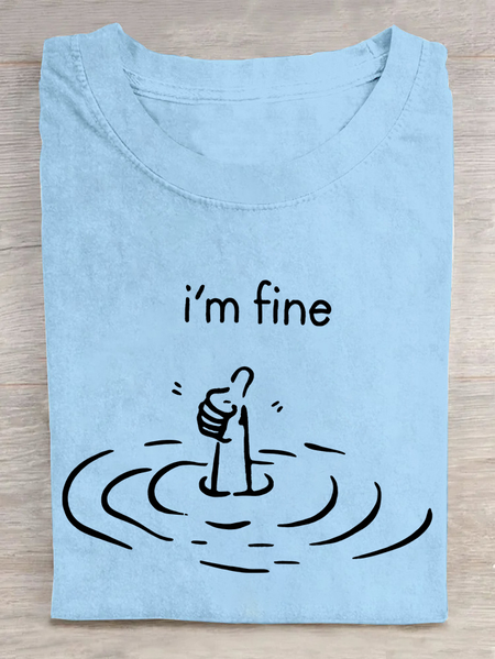I'M Fine Cotton T-shirt, Sky blue, T-shirts