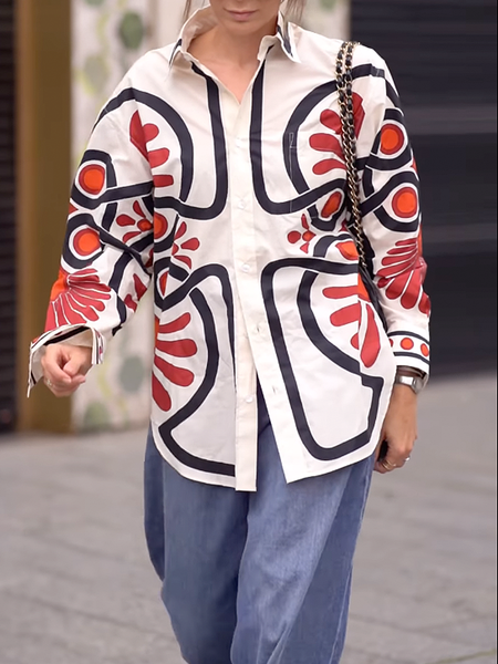 

Regular Sleeve Loose Shirt Collar Long Sleeve Casual Shirt, As picture, Blouses and Shirts