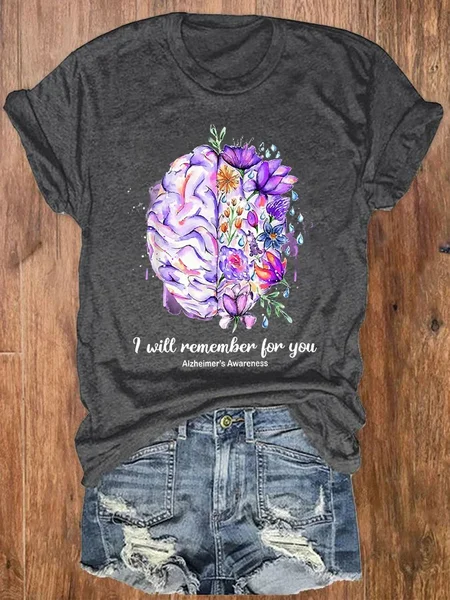 

Women's I Will Remember For You Alzheimer's Awareness Tee, Deep gray, T-shirts