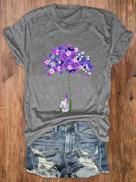 

Women's I Will Remember For You Dementia Alzheimer's Disease Awareness Print T-Shirt, Light gray, T-shirts