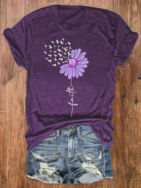 

Women's Faith For A Cure Alzheimer's Awareness Supporter Fighter Tee, Purple, T-shirts