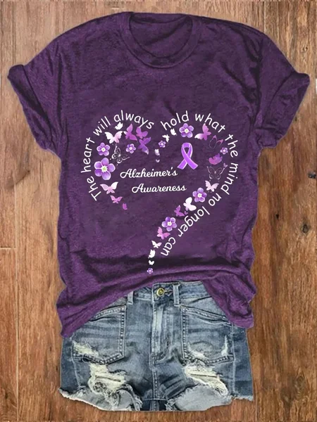 

Women's Alzheimer's Forget-Me-Not Myosotis T-Shirt, Purple, T-shirts