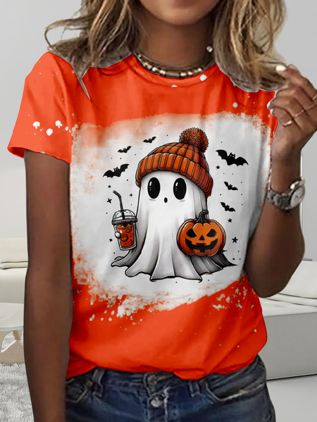

Cute Ghost Print Tie Dye Top Regular price, Orange, T-shirts