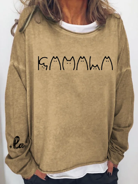 

Women's La Print Casual Casual Sweatshirt, Khaki, Hoodies&Sweatshirts