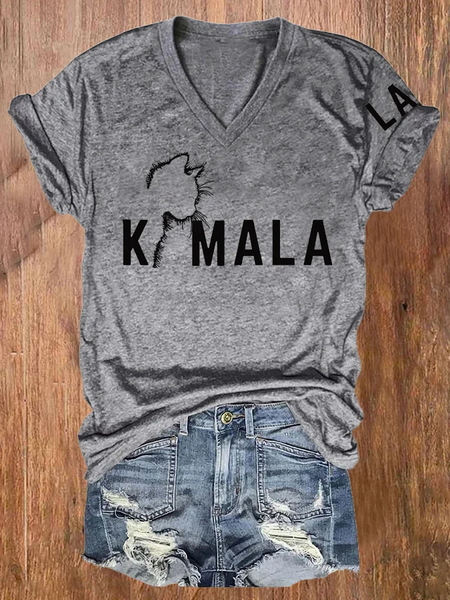 Women'S Retro La Print T-Shirt, Deep gray, T-shirts