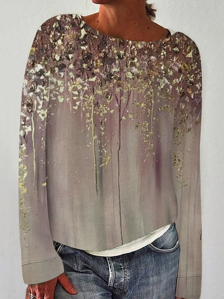 

Casual Crew Neck Abstract Sweatshirt, Khaki, Hoodies & Sweatshirts
