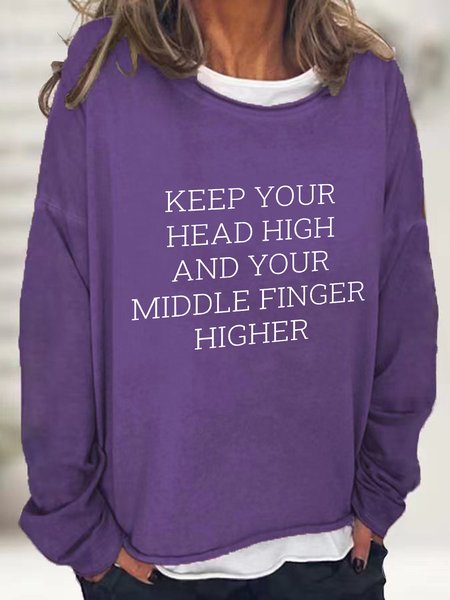 Keep Your Head High Casual Sweatshirt, Deep purple, Hoodies&Sweatshirts