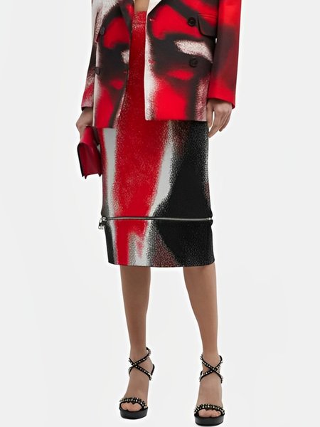 

Regular Fit Urban H-Line Random Print Skirt, As picture, Skirts