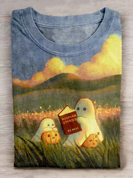 

Casual Halloween Crew Neck Long Sleeve T-shirt, Multicolor, T-shirts