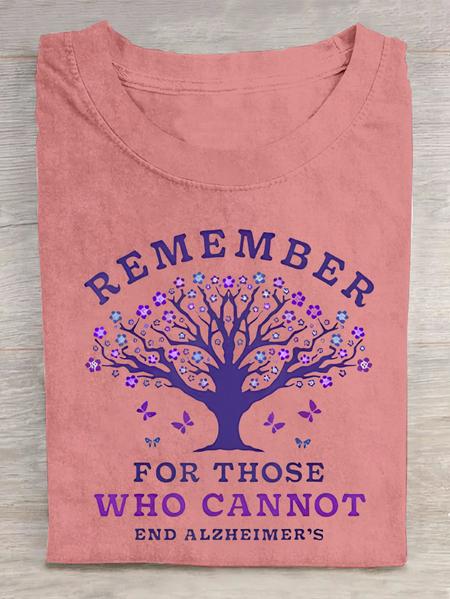 

Women's Remember For Those Who Cannot Dementia Alzheimer's Disease Awareness Printed Cotton T-Shirt, Orange pink, T-shirts