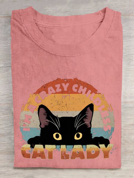

I'm a Crazy Childless Cat Lady Election Vote 2024 President Cotton T-shirt, Orange pink, T-shirts