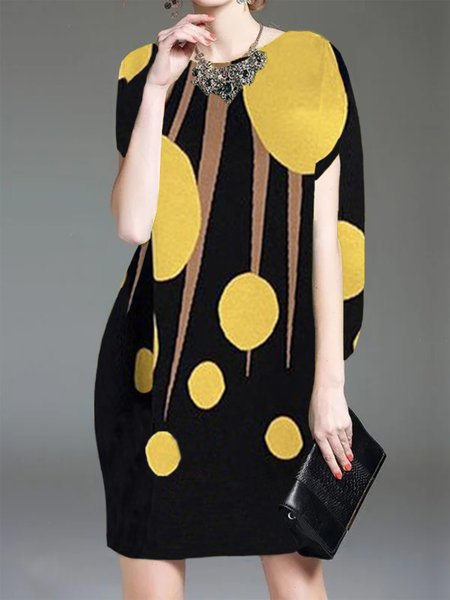 

Urban Loose Polka Dots Raglan Sleeve Sweater Mini Dress, Black-yellow, Mini Dresses